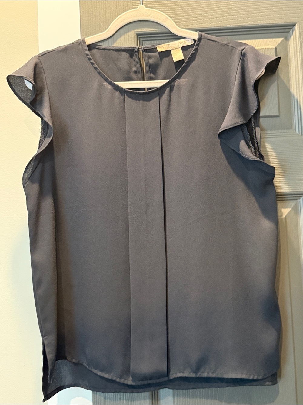Forever 21 Navy Ruffle Sleeve Pleat Front Camisole